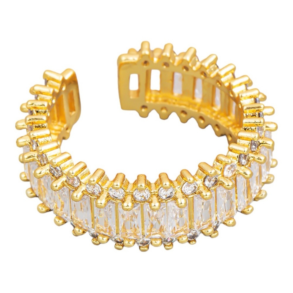 Baguette emerald cut rhinestone ring